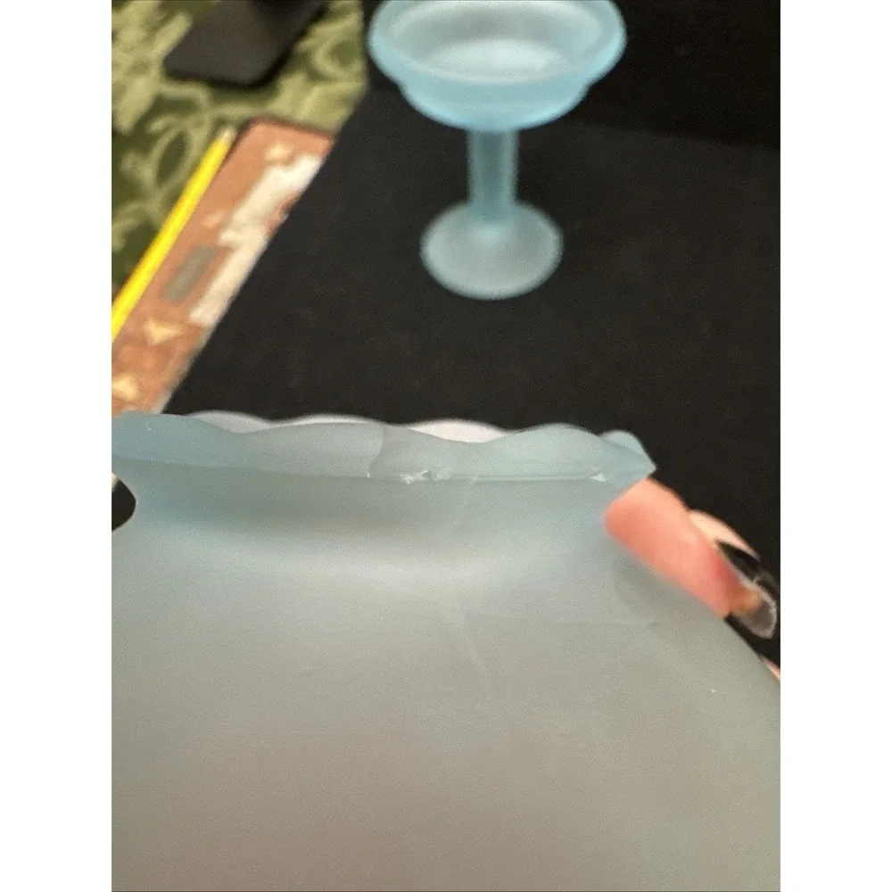 Westmoreland Vintage Baby Blue Frosted Glass 2-Piece Fairy Lamp 6